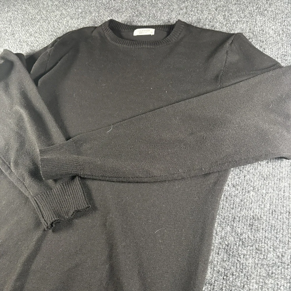 Coofandy‎ Sweater Mens Medium Black Long Sleeve Ribbed Knit Crew Neck Pullover